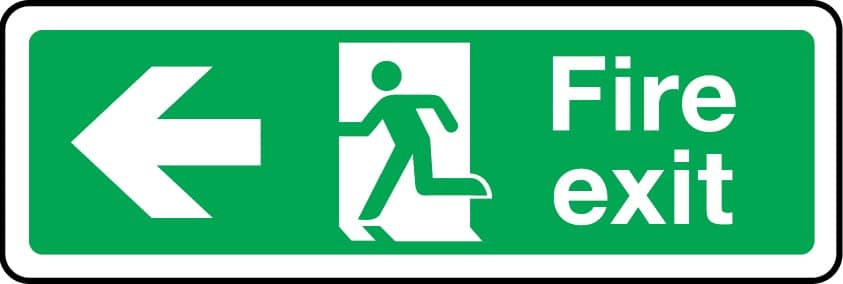 Fire Exit sign with left arrow