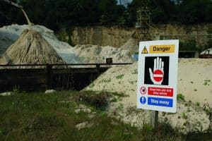 Danger quarry sign, post fix