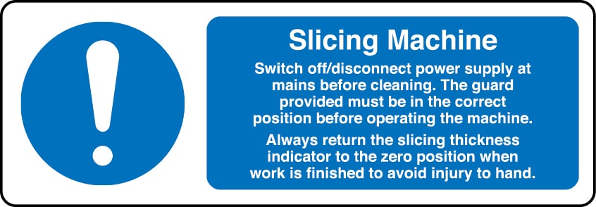 Slicing machine information sign