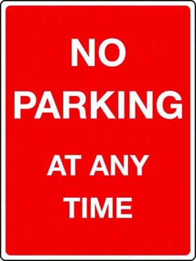 No parking at any time sign