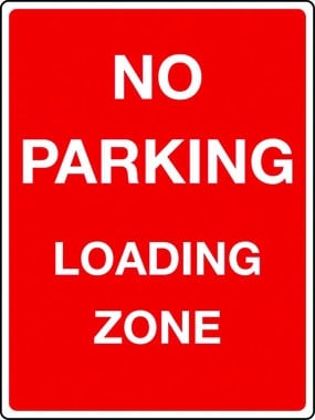 No parking, loading zone sign