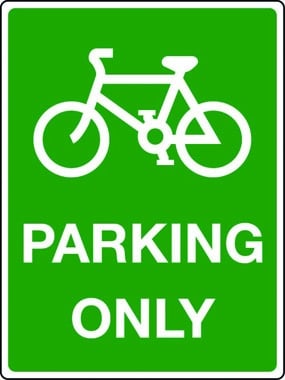 Bicycle parking only sign