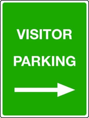 Visitor parking arrow right sign