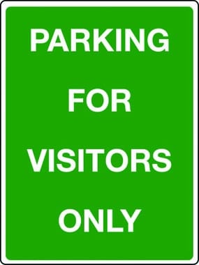 Parking for visitors only sign