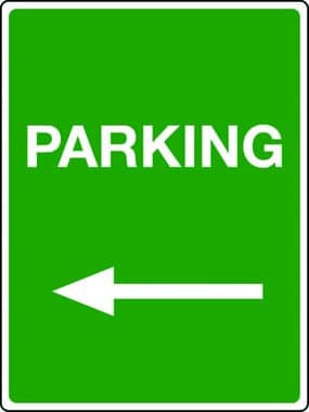 Parking arrow left sign