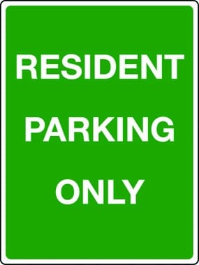 Resident parking only sign