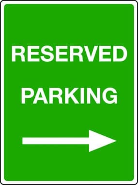 Reserved parking arrow right sign