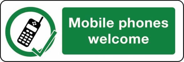 03414 Mobile phones welcome sign from Stocksigns