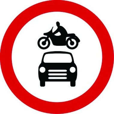 Vehicles prohibited sign