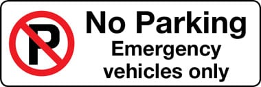 No parking emergency vehicles only sign