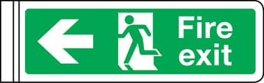 Wall mounted double-sided fire exit sign arrow left