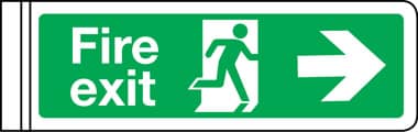 Wall mounted double-sided fire exit sign arrow right