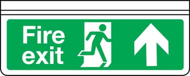 Ceiling mounted single-sided fire exit arrow up sign