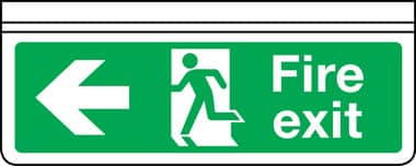 Ceiling Mounted Double Sided Fire Exit Sign Horizontal Arrow 450mm X 150mm