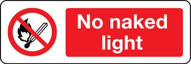 No naked light sign