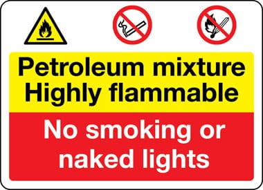 Petroleum mixture safety sign