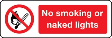 No smoking or naked lights sign