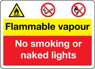 Flammable vapour safety sign