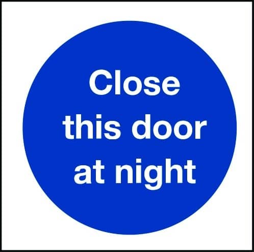 Close This Door at Night sign