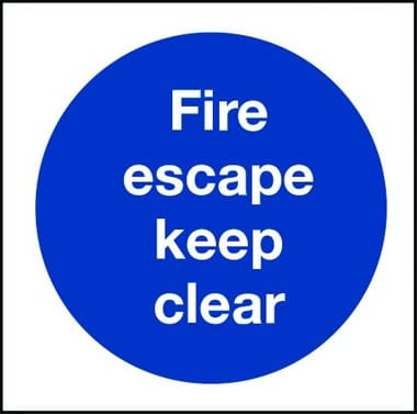 Fire escape keep clear sign