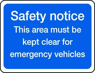 Safety notice emergency vehicles sign