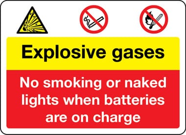 Explosive gases battery charging in progress sign