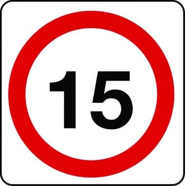 15mph speed limit sign