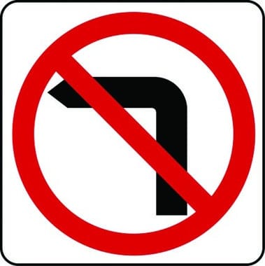 No left turn sign