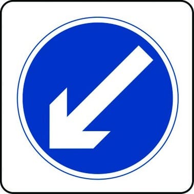 Diagonal left down traffic sign