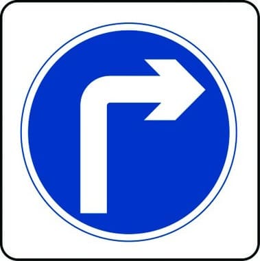 Right turn only traffic sign