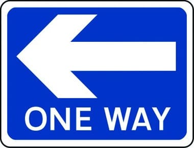 One way arrow left sign