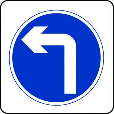 Left turn only sign