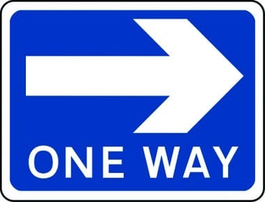 One way arrow right sign