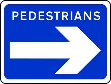 Pedestrians arrow right sign