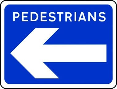 Pedestrians arrow left sign