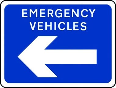 Emergency vehicles arrow left sign