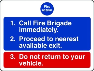 Fire action notice for car parks