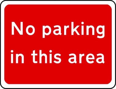 No parking in this area sign