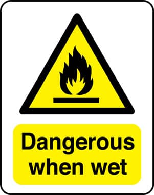 Dangerous when wet sign