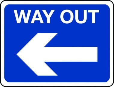 Way out arrow left sign