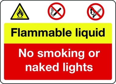 Flammable liquid safety sign