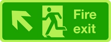 Photoluminescent fire exit sign - arrow up left