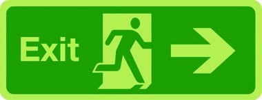 Photoluminescent exit sign - arrow right