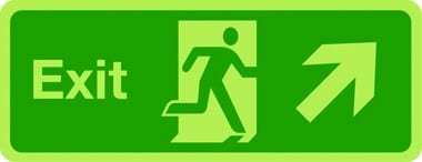 Photoluminescent exit sign - arrow up right