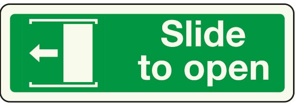 Slide to open left sign