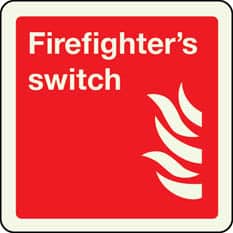 Firefighters switch photoluminescent sign