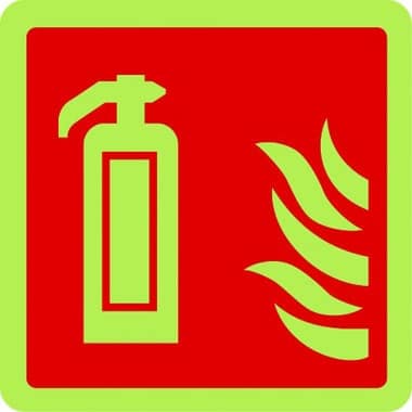 Fire extinguisher symbol in photoluminescent sign