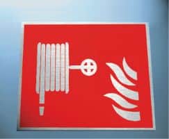 Fire hose symbol 3mm mirror brass effect dibond