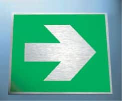 Directional fire arrow (supplementray sign) 3mm mirror brass effect dibond