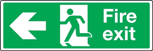 Extra large fire exit arrow left sign